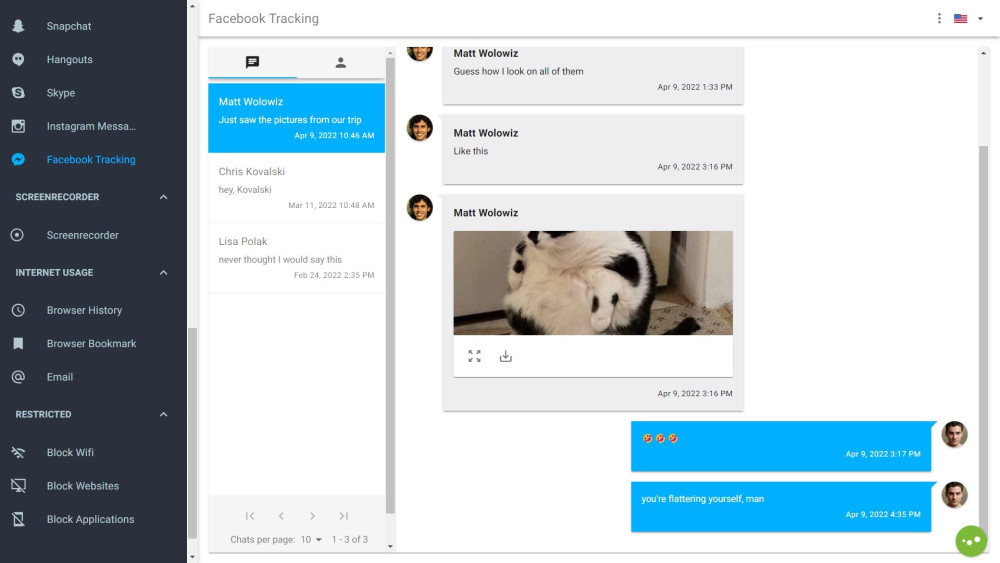 mSpy Facebook tracking feature